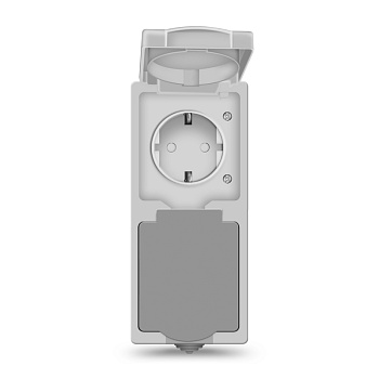 UNIVersal "Аллегро" Розетка Серый 2 гн. горизонт., с/з, з/ш, IP-54, с крышкой 1272