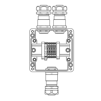 DKC Взрывозащищенная клеммная коробка из полиэстера TBE-P-03-(4xCBC.4-1xTEO.4)-2xKAEPM3MHK-20(A)-1xKAEPM3MHK-20(C)1Ex e IIC Т5 Gb / Ex tb IIIC T95°C D