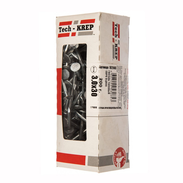 Tech-Krep Гвоздь толевый евро оцинк. 3,0х30 (200 г) - коробка с ок 102040