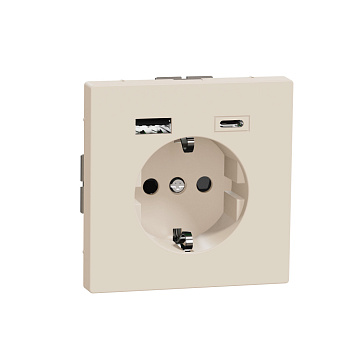 SE MERTEN D-Life Сахара Розетка силовая 16 A с зарядкой USB A+C 3 A MTN2367-6033