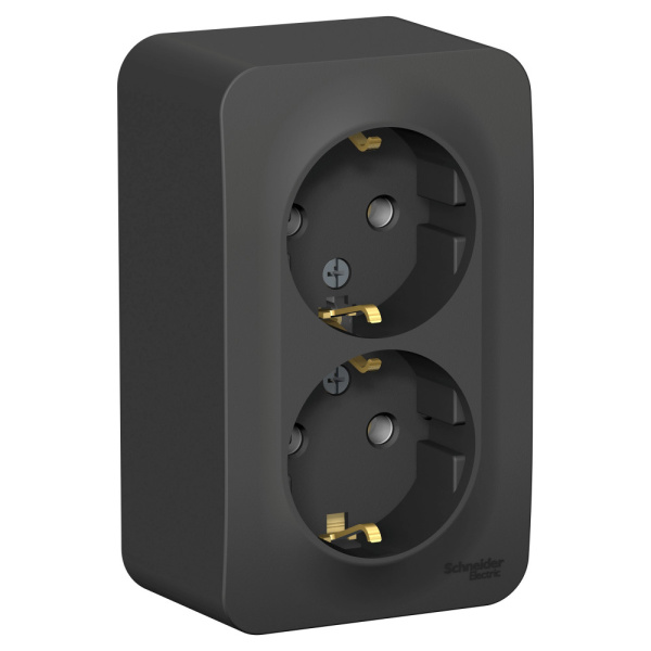 Systeme Electric Blanca наруж Антрацит Розетка 2-ая с/з без шторок, 16А, 250В