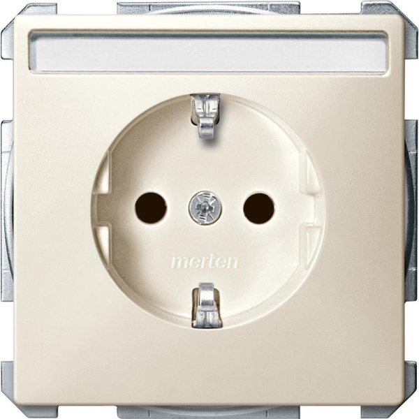 Купить SE Merten SD QuickFlex Беж Механизм розетки (с накладкой) с/з с защитными шторками, с полем для надписи MTN2302-4044