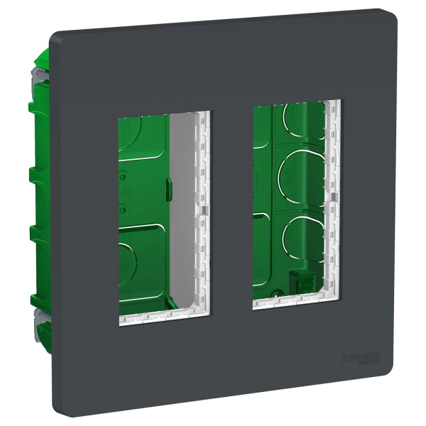 SE Unica System+ Антрацит Блок скрытой установки 2х2 NU172454