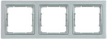 IEK РУ-3-БС Рамка трехместная квадратная BOLERO Q1 серебряный EMB32-K23-Q1