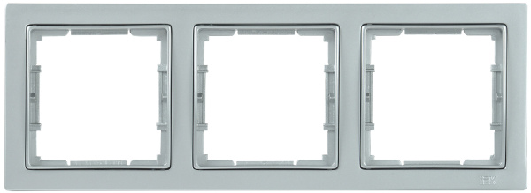 IEK РУ-3-БС Рамка трехместная квадратная BOLERO Q1 серебряный EMB32-K23-Q1