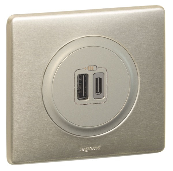 Купить Legrand Сeliane Зарядное устройство с двумя USB-разъемами тип А / тип С 240В/5В 3000мА 067465