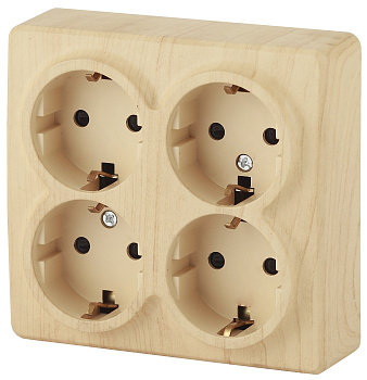 ЭРА 11-2211-11 Эксперт Сосна Розетка 4-ая с/з со шт ОУ