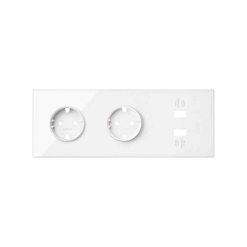 Simon 100 Белый глянец Кит 3 поста, фронт. Накладка на 2 розетки Schuko + 2 з/у USB SC 10020309-130