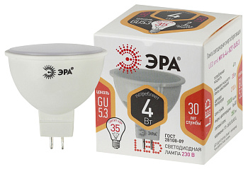 ЭРА LED MR16-4W-827-GU5.3 (диод, софит, 4Вт, тепл, GU5.3)