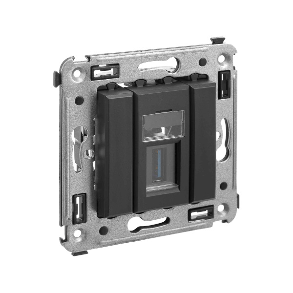 Купить DKC USB 3.0 розетка одинарная в стену, тип А-А, "Avanti", "Черный матовый"