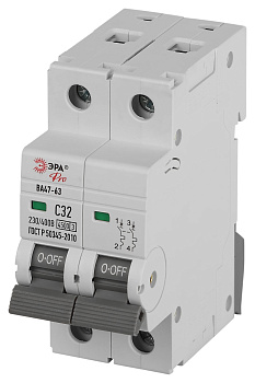 Автоматический выключатель ЭРА PRO VA63-2P32C4.5 ВА47-63 2P 32А кривая C 4,5кА