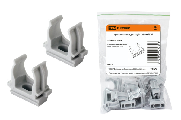 Купить TDM Крепеж-клипса для трубы 25 мм (10шт) SQ0405-1003