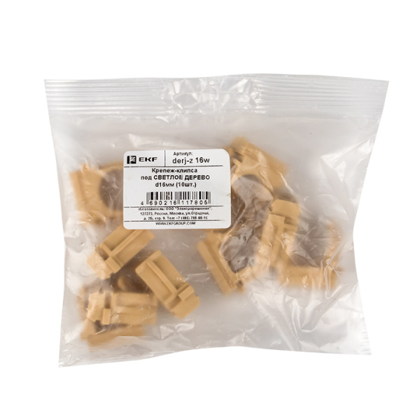 Купить EKF PROxima Крепеж-клипса под светлое дерево d16мм (10шт.) Plast