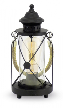 Eglo Лампа настольная BRADFORD, 1x60W (E27), Ø140, H330, сталь, черный/стекло 49283