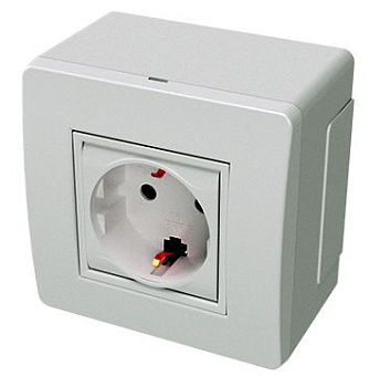 DKC Коробка в сборе с силовой розеткой, коричневая (розница)