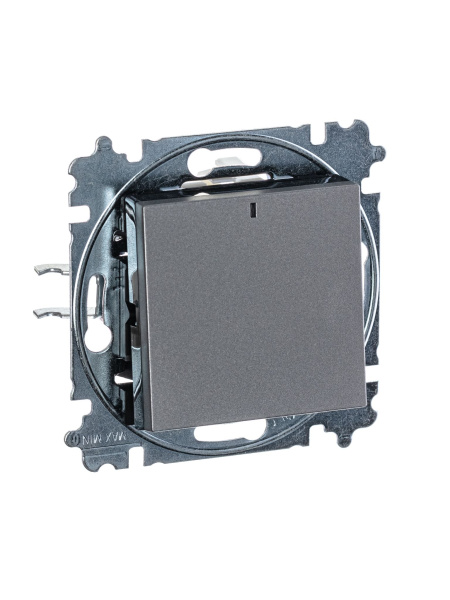 Купить ABB EPJ Levit сталь / дымчатый чёрный Выключатель 1-клавишный с подсветкой 2CHH590146A6069