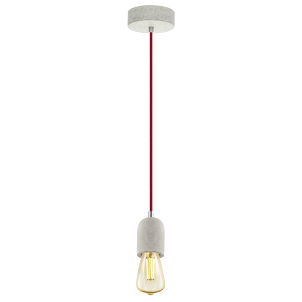 Eglo 32532 Подвес YORTH, 1х60W (E27), 110, H2000, сталь, cерый, красный кабель Eglo 32532 Подвес YORTH, 1х60W (E27), 110, H2000, сталь, cерый, красный кабель