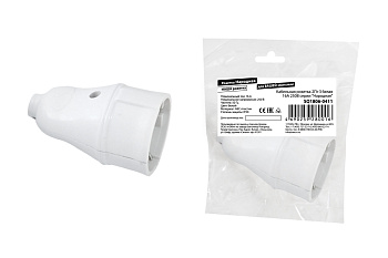 TDM Кабельная розетка 2П+З белая 16А 250B серии "Народная" SQ1806-0411