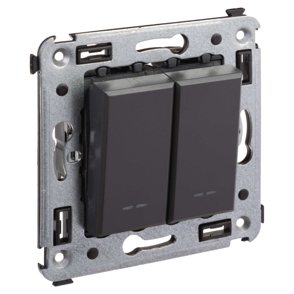 Купить DKC Переключатель двухклавишный в стену, "Avanti", "Черный матовый"