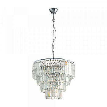 Eglo AGRIGENTO Подвес , 7x40W(E14), Ø485, H1500, сталь, хром/хрусталь, прозрачный 39514