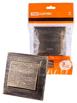 TDM Выключатель 1 кл. с подсветкой 10А старинная бронза "Лама" SQ1815-0746