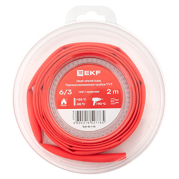 EKF Термоусаживаемая трубка ТУТ нг 6/3 красная ролик 2 м