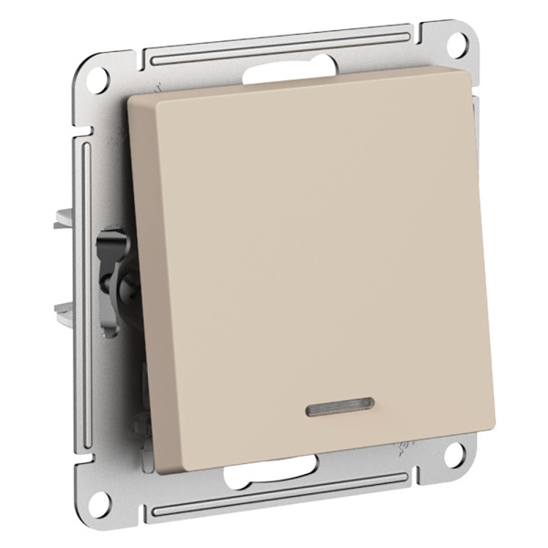 Systeme Electric AtlasDesign Песочный Выключатель 1-клавишный с подсветкой, сх.1а, 10АХ, мех.