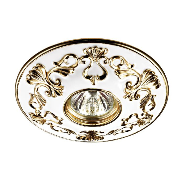 Novotech 370215 NT16 143 белый/золото Встраиваемый декоративный светильник IP20 GX5.3 50W 12V PATTERN Novotech 370215 NT16 143 белый/золото Встраиваемый декоративный светильник IP20 GX5.3 50W 12V PATTERN