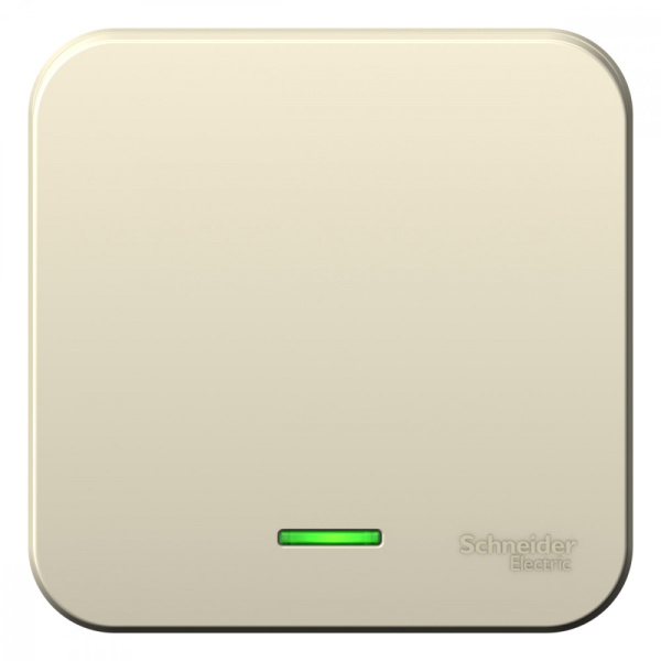 Systeme Electric Blanca наруж Молочный Выключатель 1-клавишный с подсветкой, 6А, 250В, изолир. пластина