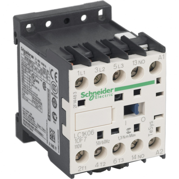 SE Contactors K Telemecanique Контактор 3P, 6А, НО, 110V 50/60 Гц, зажим под винт LC1K0610F7