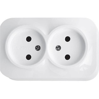 Horoz Electric 112-003-0002 16A/250V~ Двойная розетка накладная без заземления EVA (2-GANG SOCKET) HRZ01001493