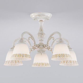 Eurosvet Потолочная люстра со стеклянными плафонами 60107/5 белый с золотом a045771