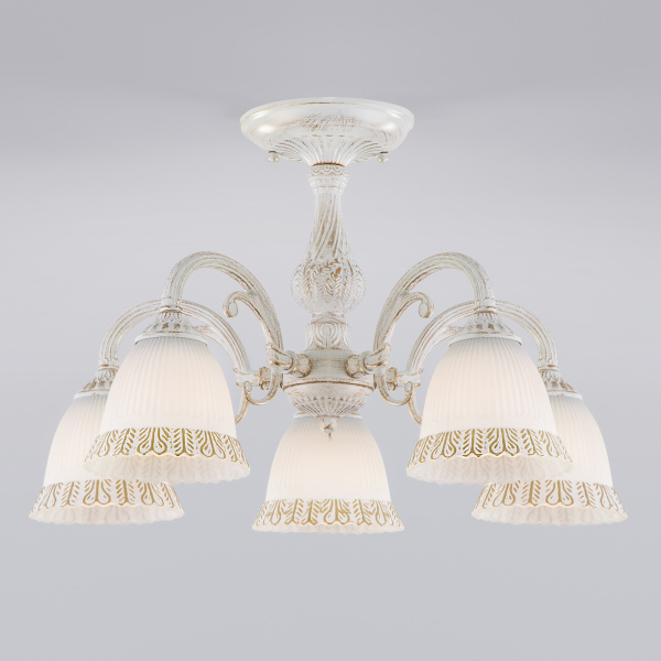 Eurosvet Потолочная люстра со стеклянными плафонами 60107/5 белый с золотом a045771