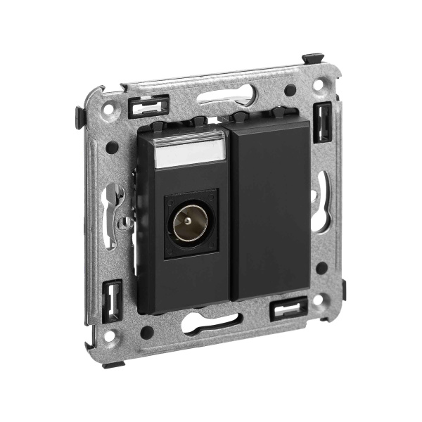 Купить DKC Розетка TV одиночная в стену, "Avanti", "Черный матовый"