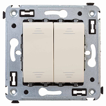 DKC Переключатель двухклавишный в стену, "Avanti", "Ванильная дымка"