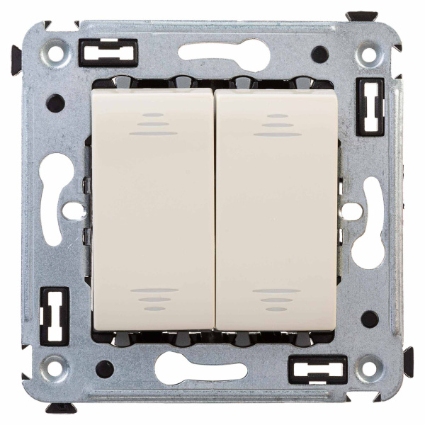 DKC Переключатель двухклавишный в стену, "Avanti", "Ванильная дымка"