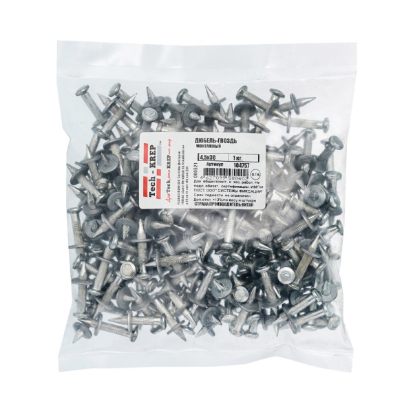 Tech-Krep Монтажный дюбель-гвоздь 4,5х30 (1 кг) - пакет 104757