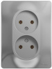 Купить Systeme Electric Glossa Алюминий Розетка 2-я б/з (в сборе с рамкой)