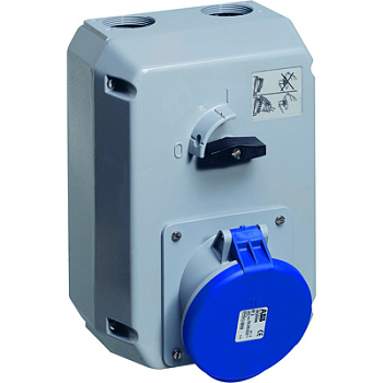 ABB MM Розетка металл. с выключателем и механической блокировкой 363MM6, 63A, 3P+E, IP44, 6ч 2CMA168036R1000