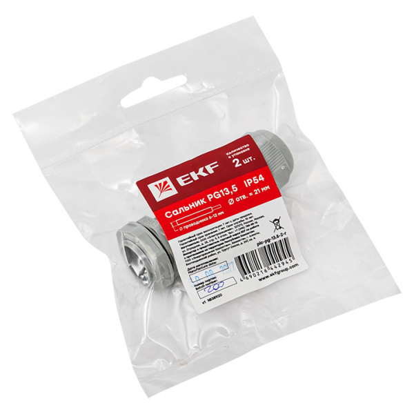 Купить Сальник PG13,5 IP54 (2 шт) d отв. 21 мм / d провод. 6-12 мм EKF PROxima