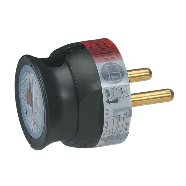 Legrand Элиум Черный Вилка 2Р, 16А, пластик ультраплоская 050184