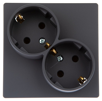 Simon 24 Графит Розетка 2Х2К+3 Sсhuko без защитных шторок 2450459-038