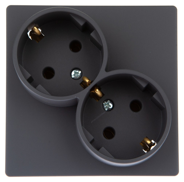 Simon 24 Графит Розетка 2Х2К+3 Sсhuko без защитных шторок 2450459-038