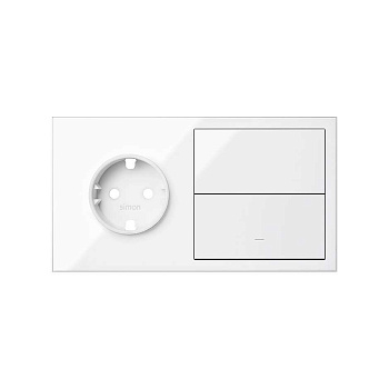 Simon 100 Белый глянец Кит 2 поста, фронт. Накладка на 1 розетку Schuko + 1 клавиша выключателя + 1 заглушка 10020203-130