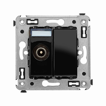 DKC Розетка TV проходная в стену, "Avanti", "Черный квадрат"