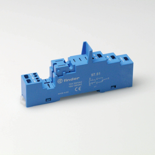 Finder Розетка с безвинтовыми клеммами (пружинный зажим) для реле 46.61; применяются модули 86.30, 99.02; в комплекте пластиковая клипса 097.01; верси 9751SPA