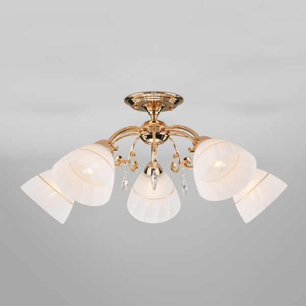Eurosvet Потолочная люстра со стеклянными плафонами 30156/5 золото a045312