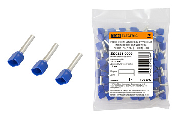 TDM Наконечник штыревой втулочный изолированный (двойной) НШвИ (2) 2,5х12 (100 шт) SQ0521-0009