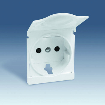 Simon 82 Centr. Алюминий Накладка на мех. розетки с/з 2Р+Е, с откидыв. крышкой, с защитными шторками 82090-53