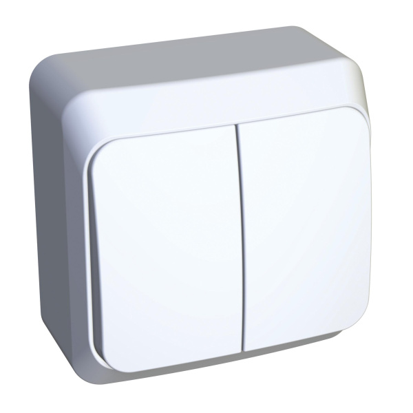 Купить Systeme Electric Этюд наруж Бел Выключатель 2-клавишный с подсветкой